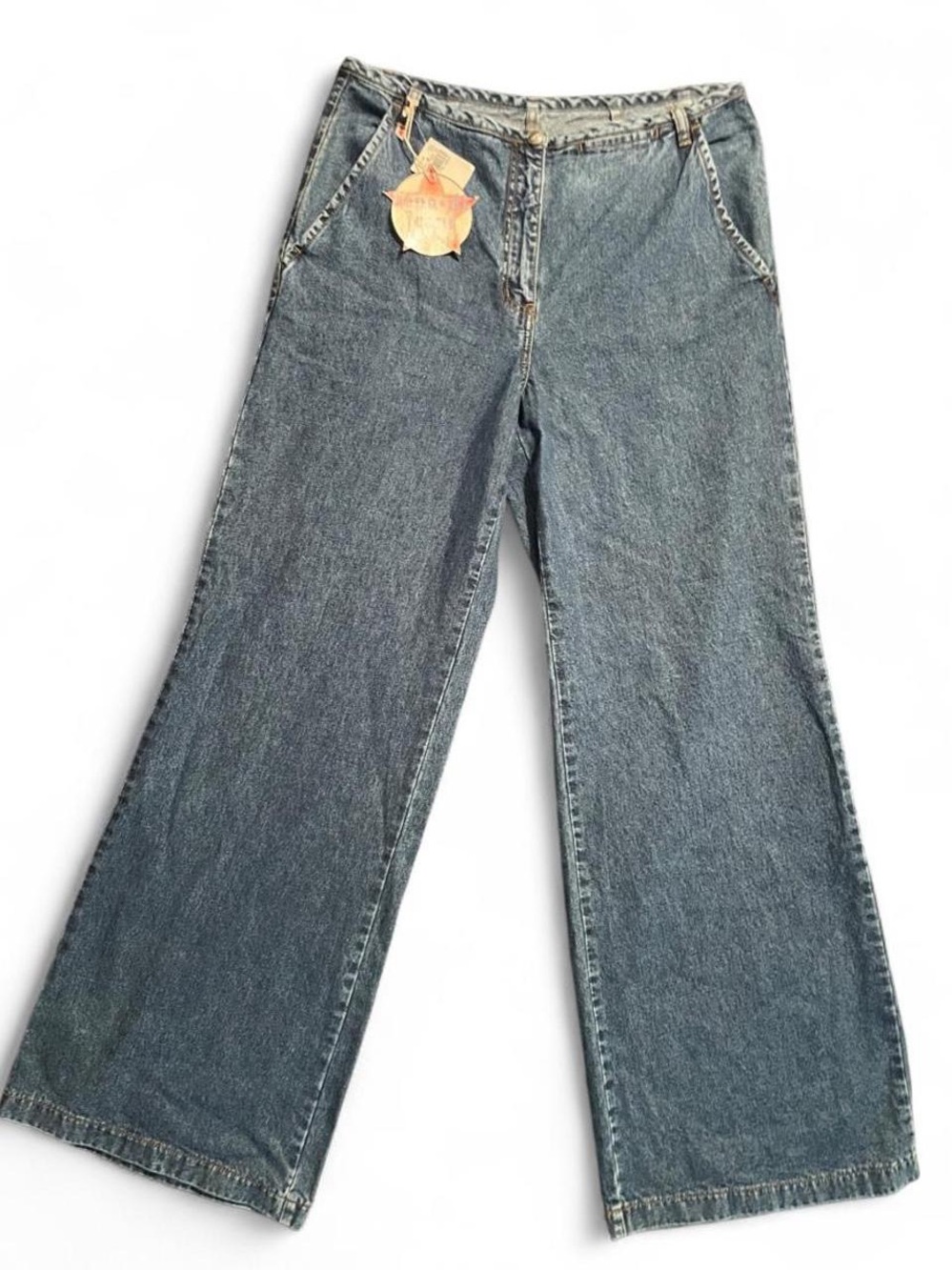 Zana Di Wide-Leg Jeans in Faded Blue Denim